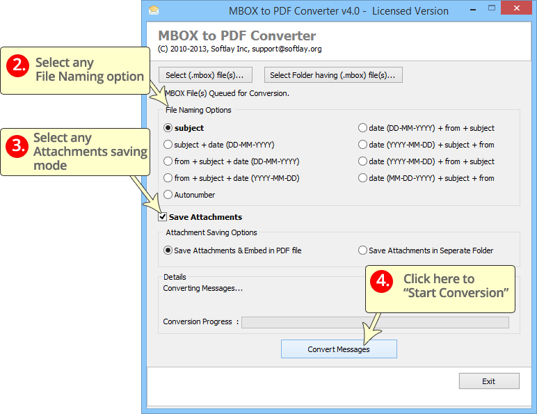 MBOX to PDF screenshot